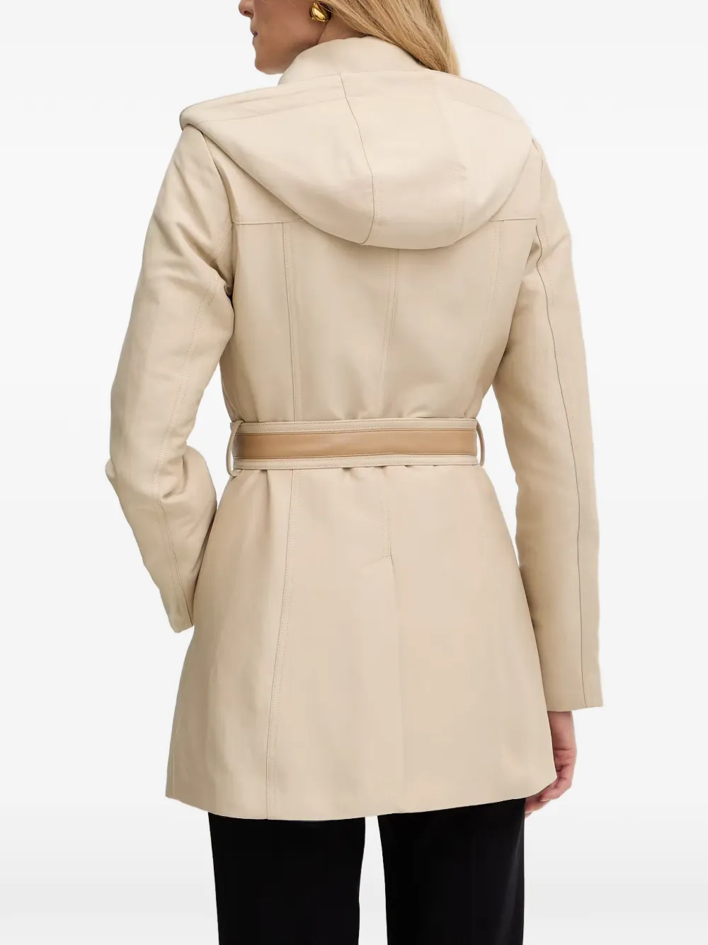 Morgan Gsamir trenchcoat met capuchon en ceintuur Beige