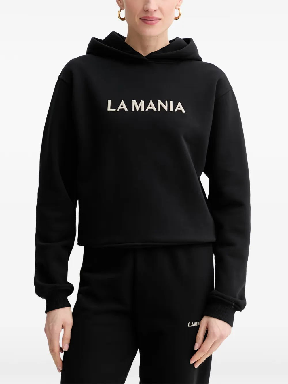 La Mania logo-embroidered hoodie Zwart