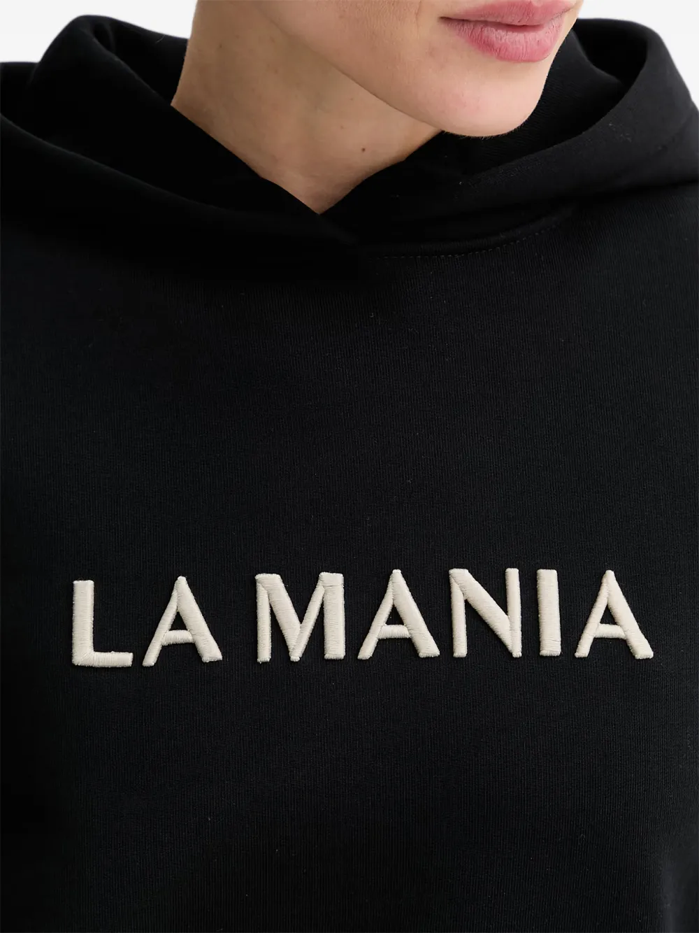 La Mania logo-embroidered hoodie Zwart