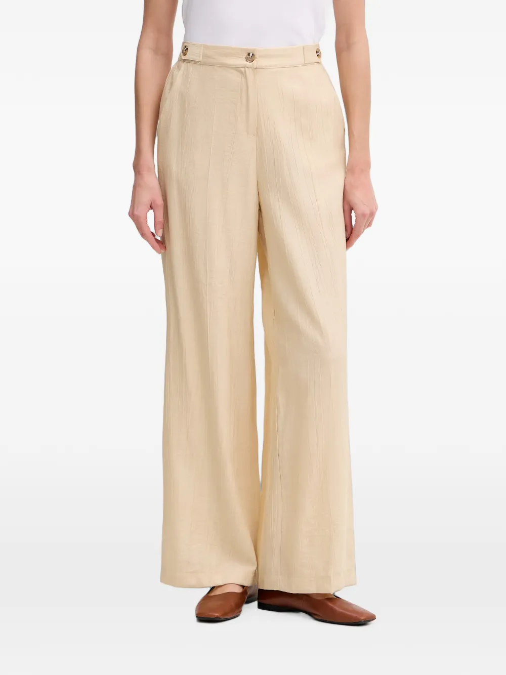 Gaudi button-detail crinkled-effect trousers - Toni neutri