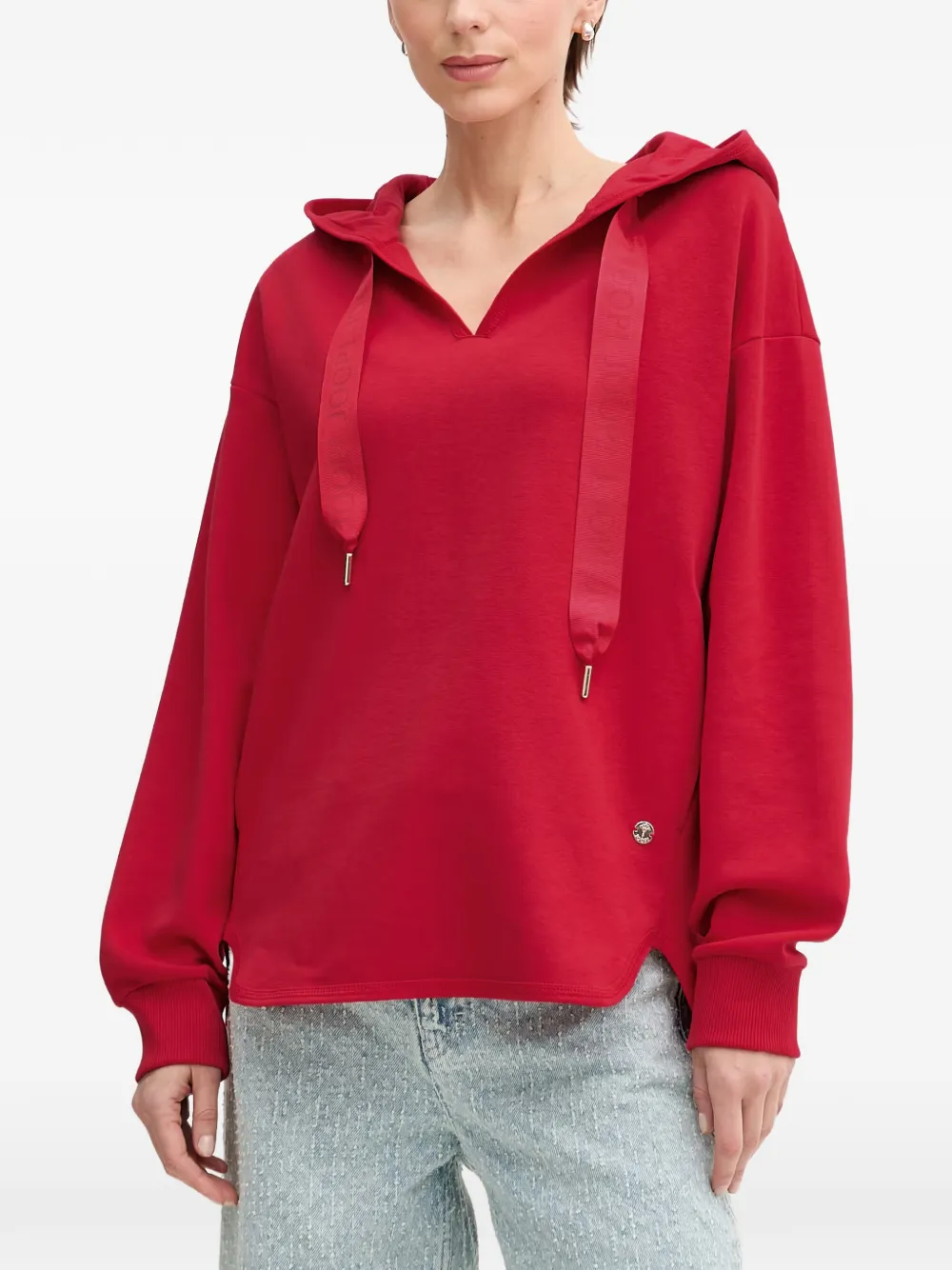 Joop! Tristani logo-drawstring V-neck hoodie - Rot