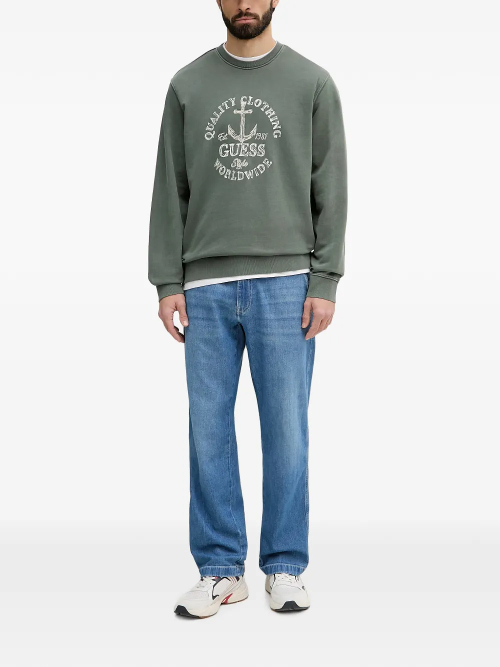 GUESS USA Sweater met borduurwerk Groen
