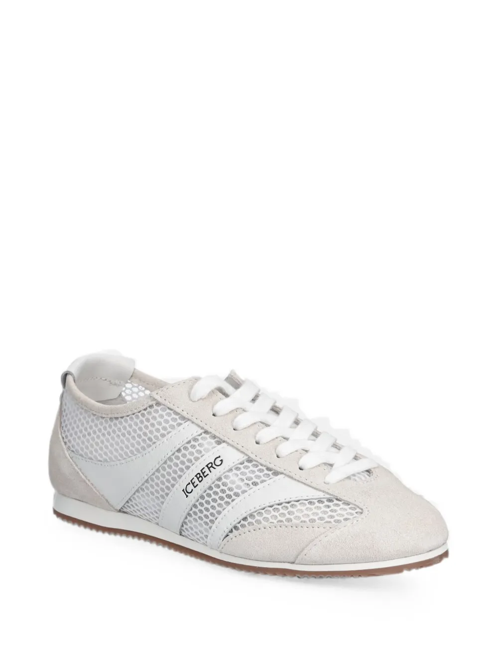 Iceberg Snoot mesh-panelled suede sneakers Wit