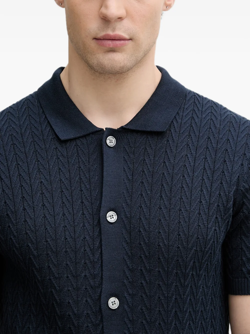 Joop! Tristao overhemd met korte mouwen en chevron-streep Blauw