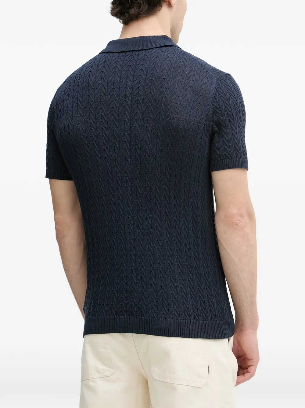 Joop! Tristao overhemd met korte mouwen en chevron-streep Blauw