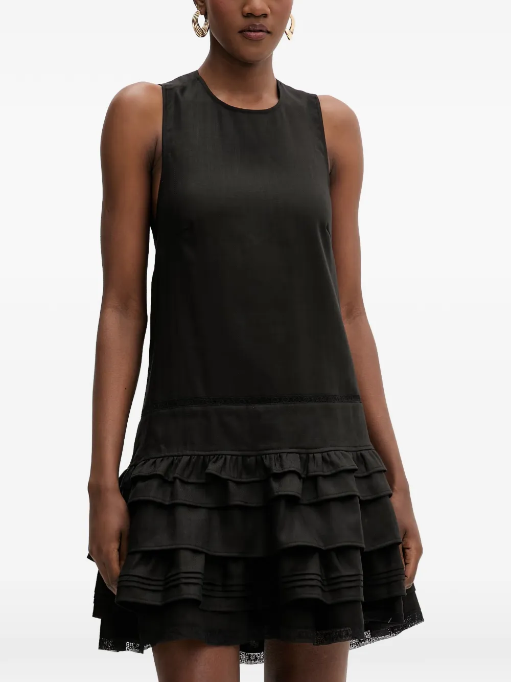Isabelle Blanche ruffled tiered dress - Black