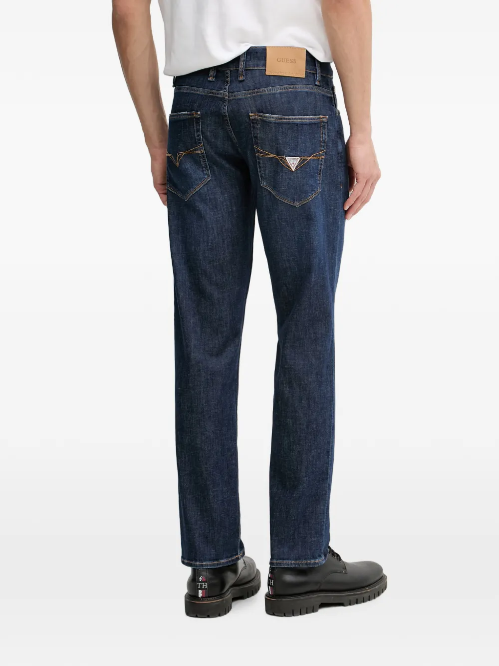 GUESS USA Skinny jeans met logopatch Blauw