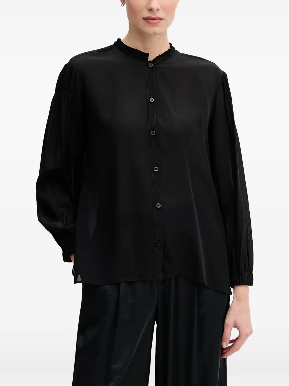 Marc Aurel ruffled-collar long-sleeve shirt