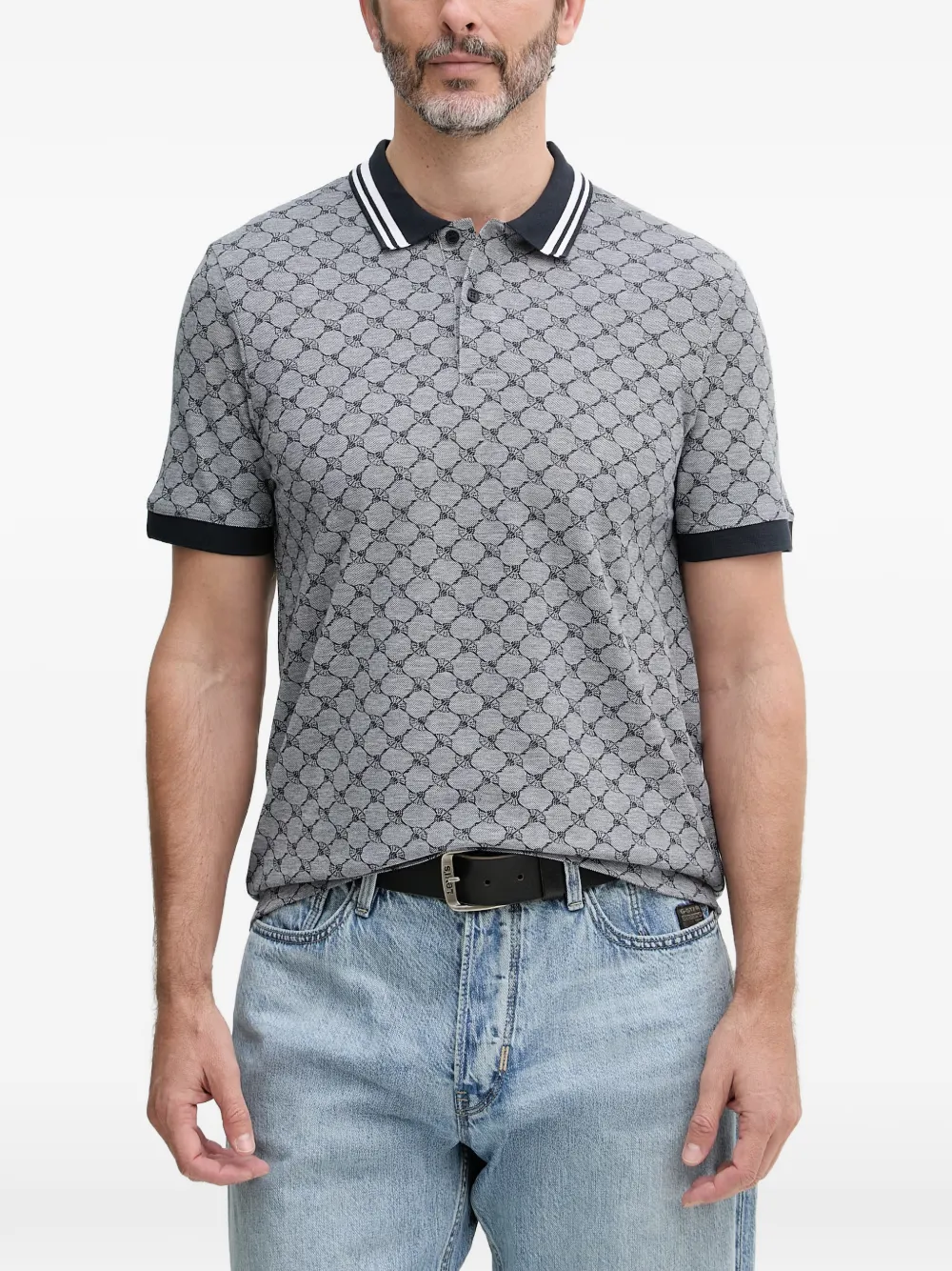 Joop! Cornflower Jessino monogram-print polo shirt - Grigio