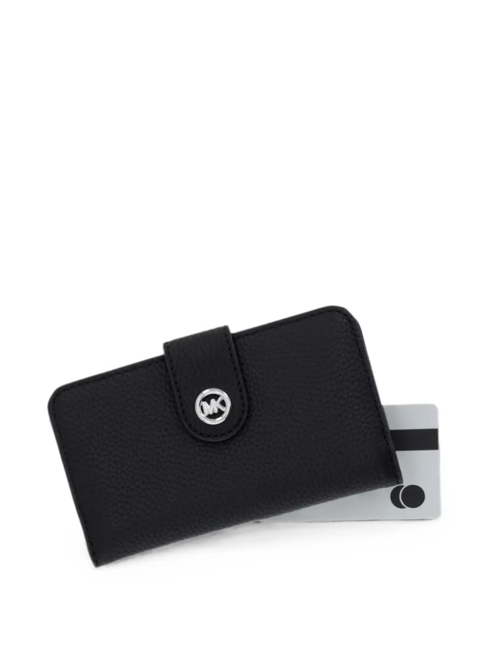 Michael Kors logo-plaque pebbled wallet Zwart