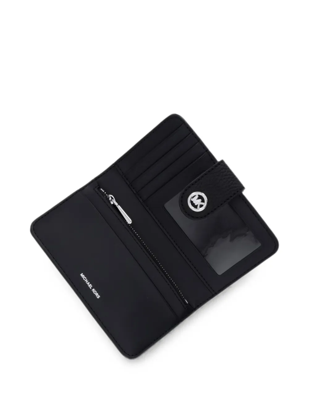 Michael Kors logo-plaque pebbled wallet Zwart