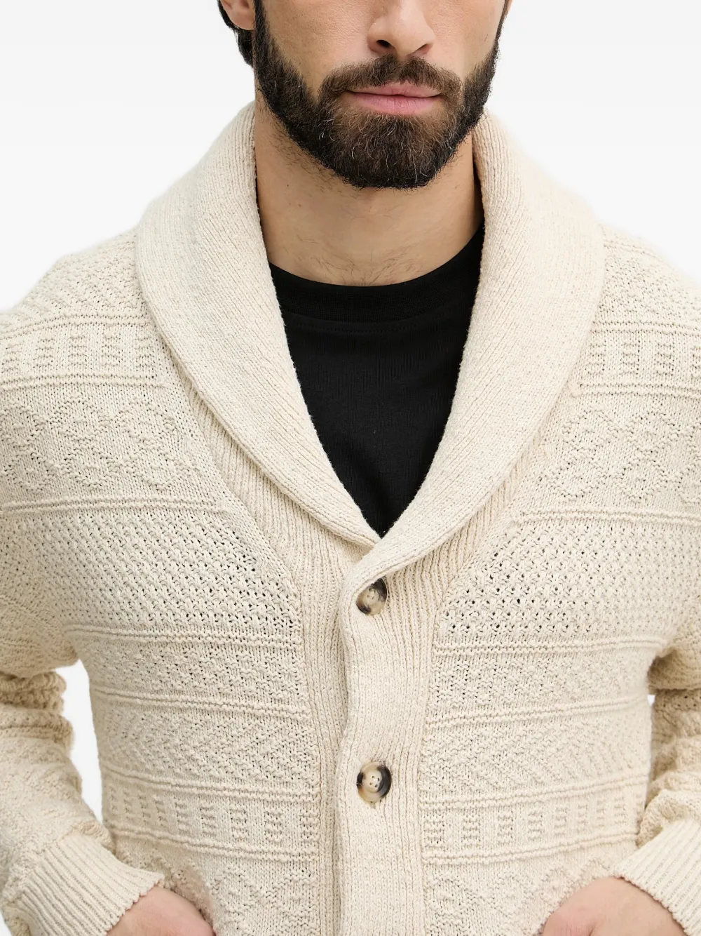 Gant Kabelgebreid vest met sjaalkraag Beige