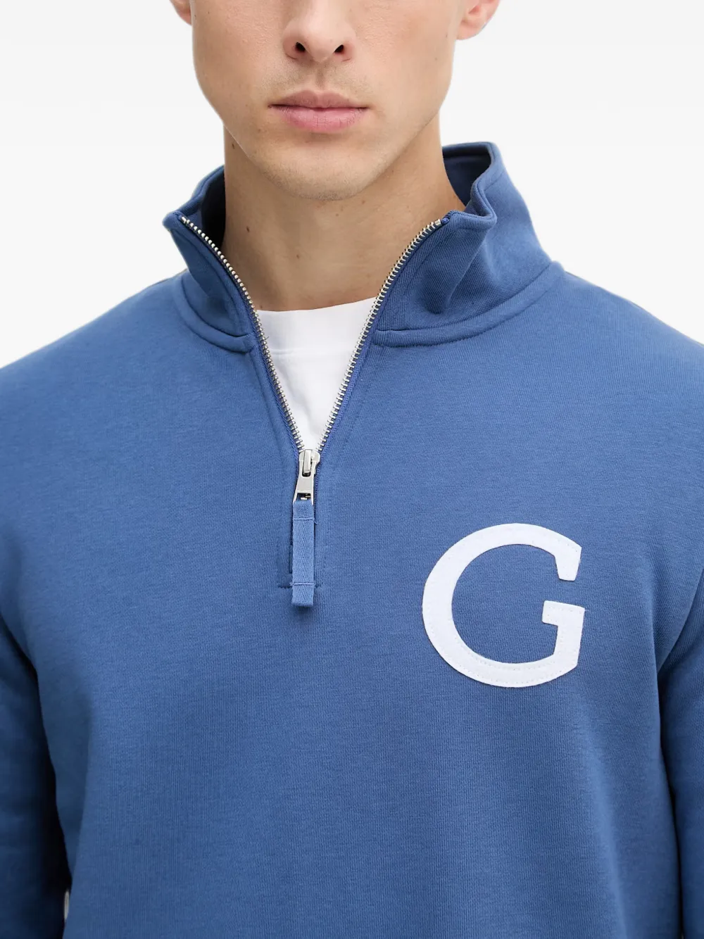 Gant logo-patch quarter-zip sweater Blauw