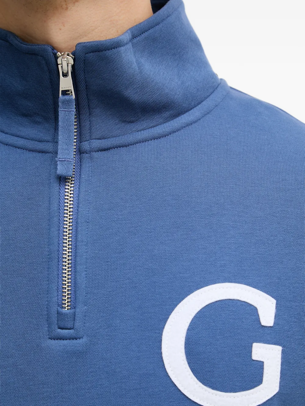 Gant logo-patch quarter-zip sweater Blauw