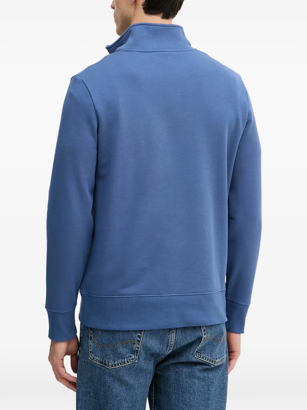 Gant logo-patch quarter-zip sweater Blauw