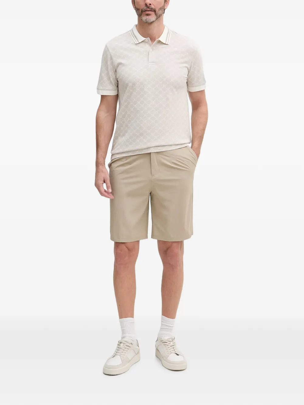Joop! Jessino poloshirt met monogram-patroon Beige