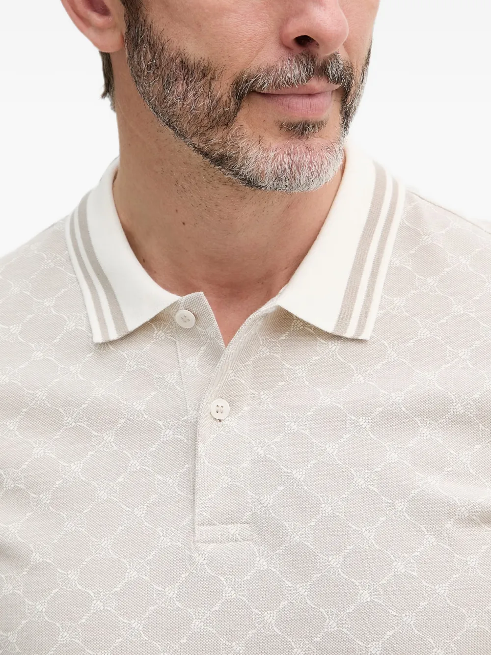 Joop! Jessino poloshirt met monogram-patroon Beige
