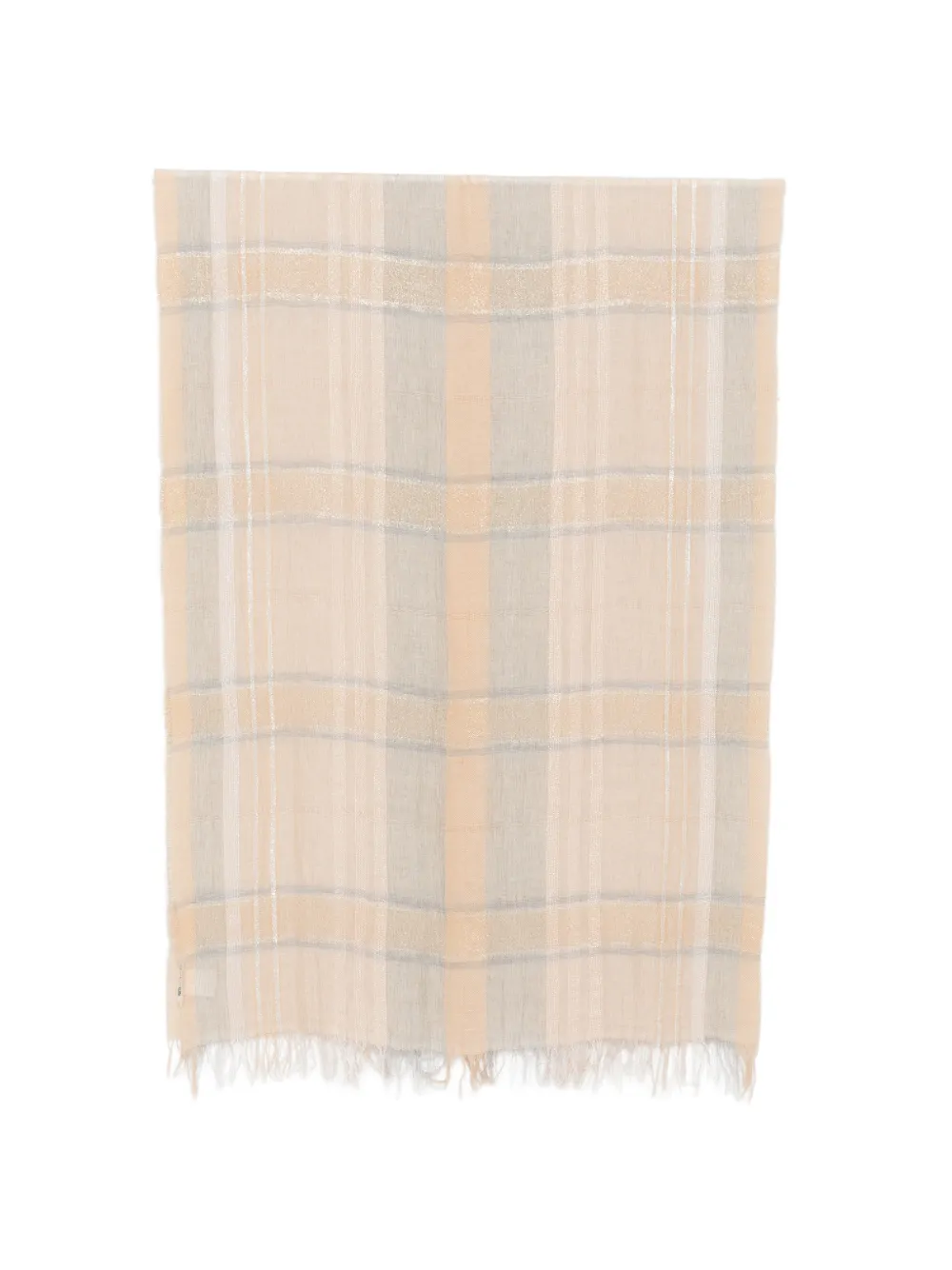 PANICALE check-pattern fringed scarf - Toni neutri