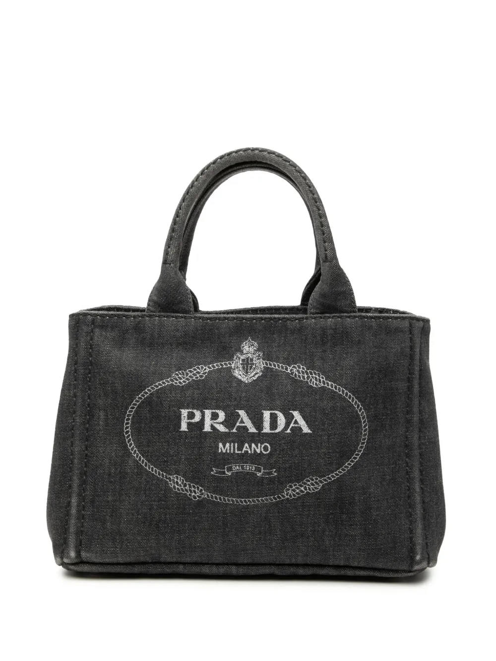 Prada Pre-Owned 2013-2025 Small Denim Canapa Logo satchel - Grigio