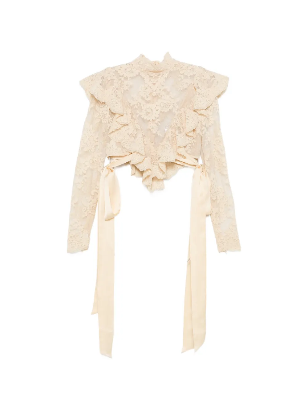 ZIMMERMANN Luna ruffled lace-embroidered top - Neutrals