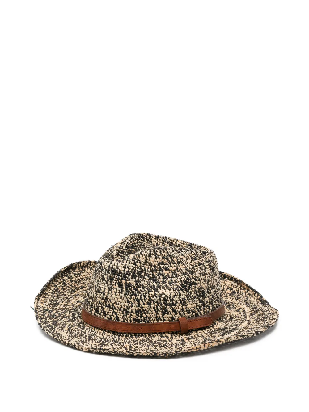 IBELIV leather-trim raffia fedora hat - Toni neutri