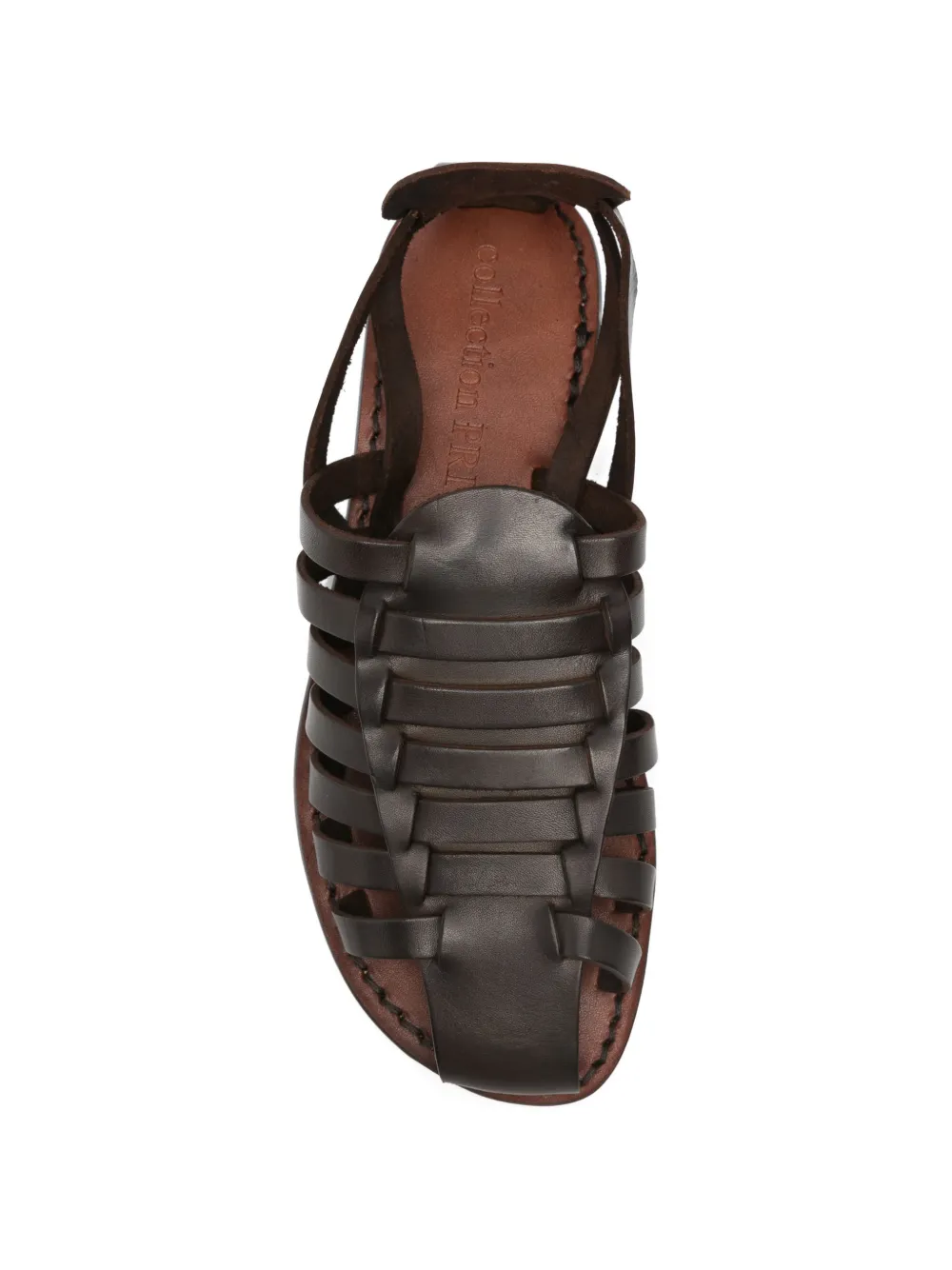 COLLECTION PRIVEE? Leren sandalen in gekooide stijl Bruin