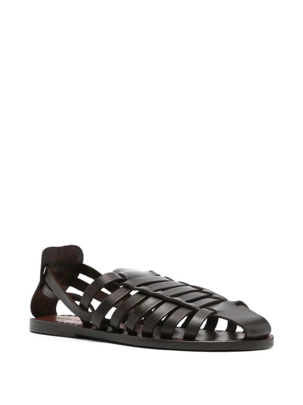 COLLECTION PRIVEE? Leren sandalen in gekooide stijl Bruin