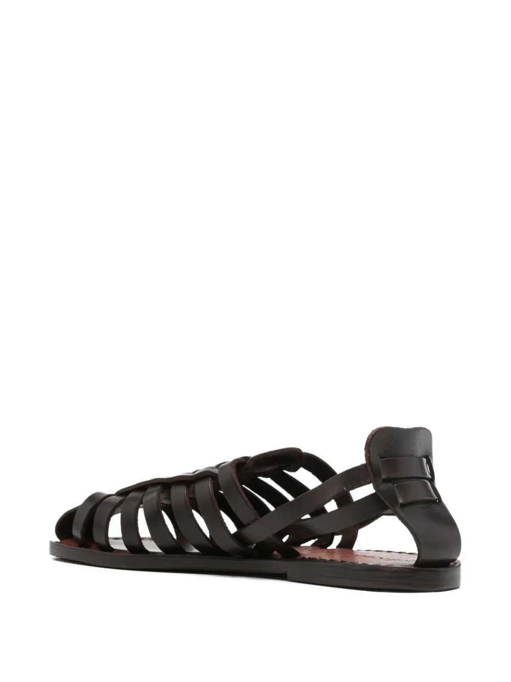 COLLECTION PRIVEE? Leren sandalen in gekooide stijl Bruin