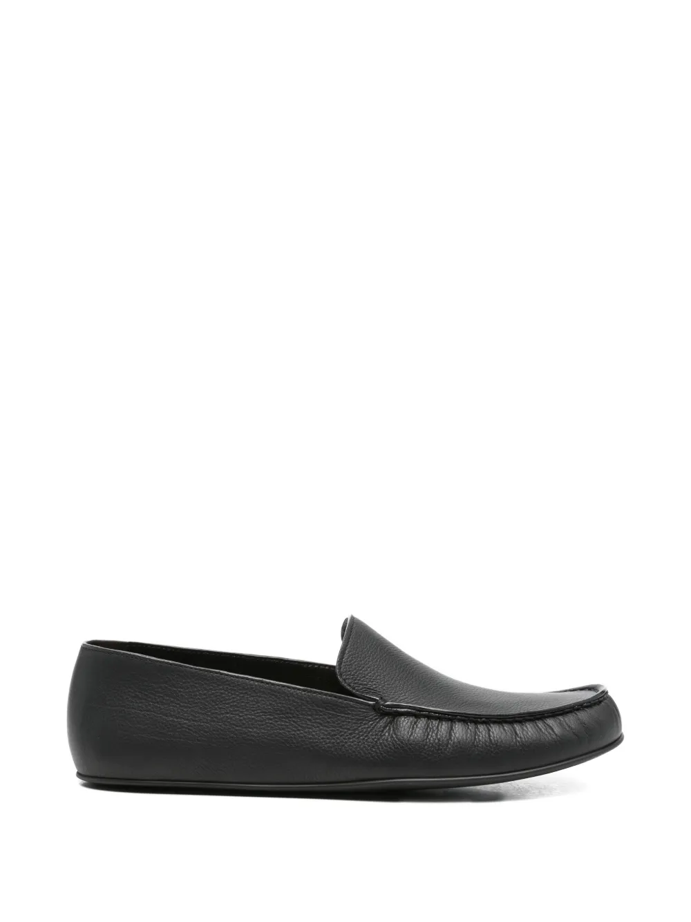The Row Leo grained whipstitch loafers - Nero