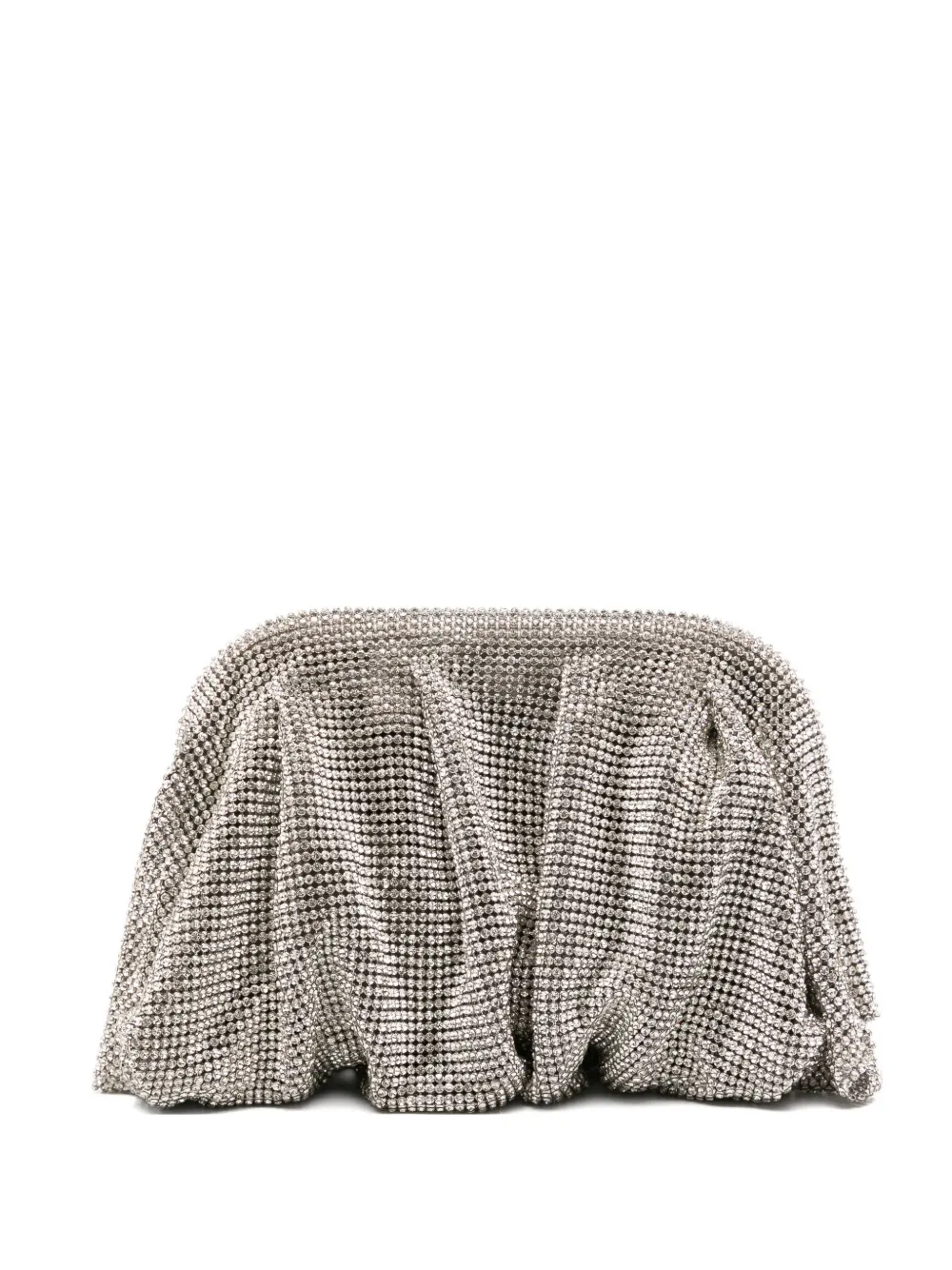 Benedetta Bruzziches crystal-embellished ruched clutch bag - Argento