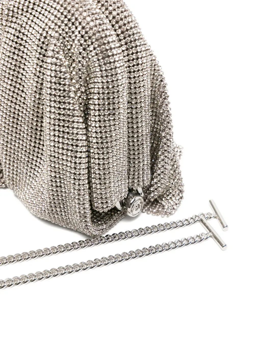 Benedetta Bruzziches Clutch verfraaid met kristallen en ruches Zilver