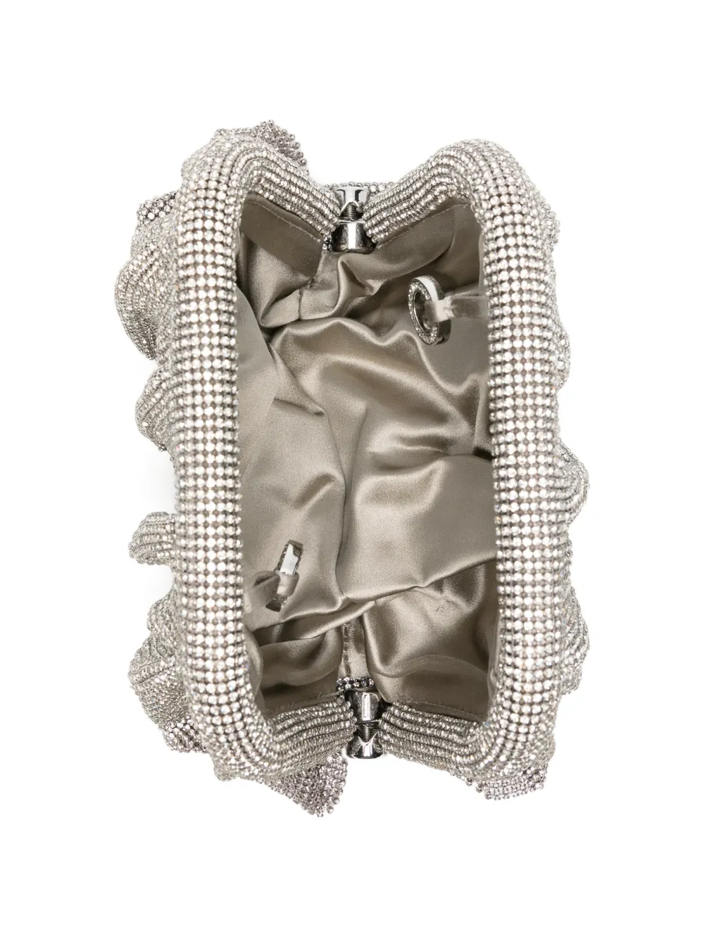 Benedetta Bruzziches Clutch verfraaid met kristallen en ruches Zilver