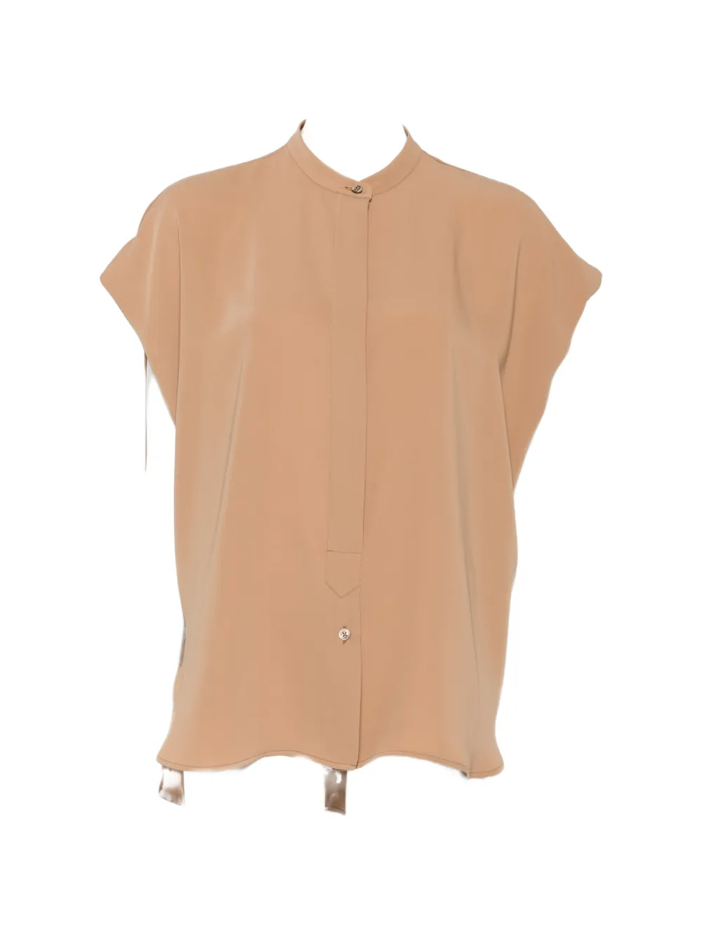 Herno band-collar cap-sleeve blouse - Marrone