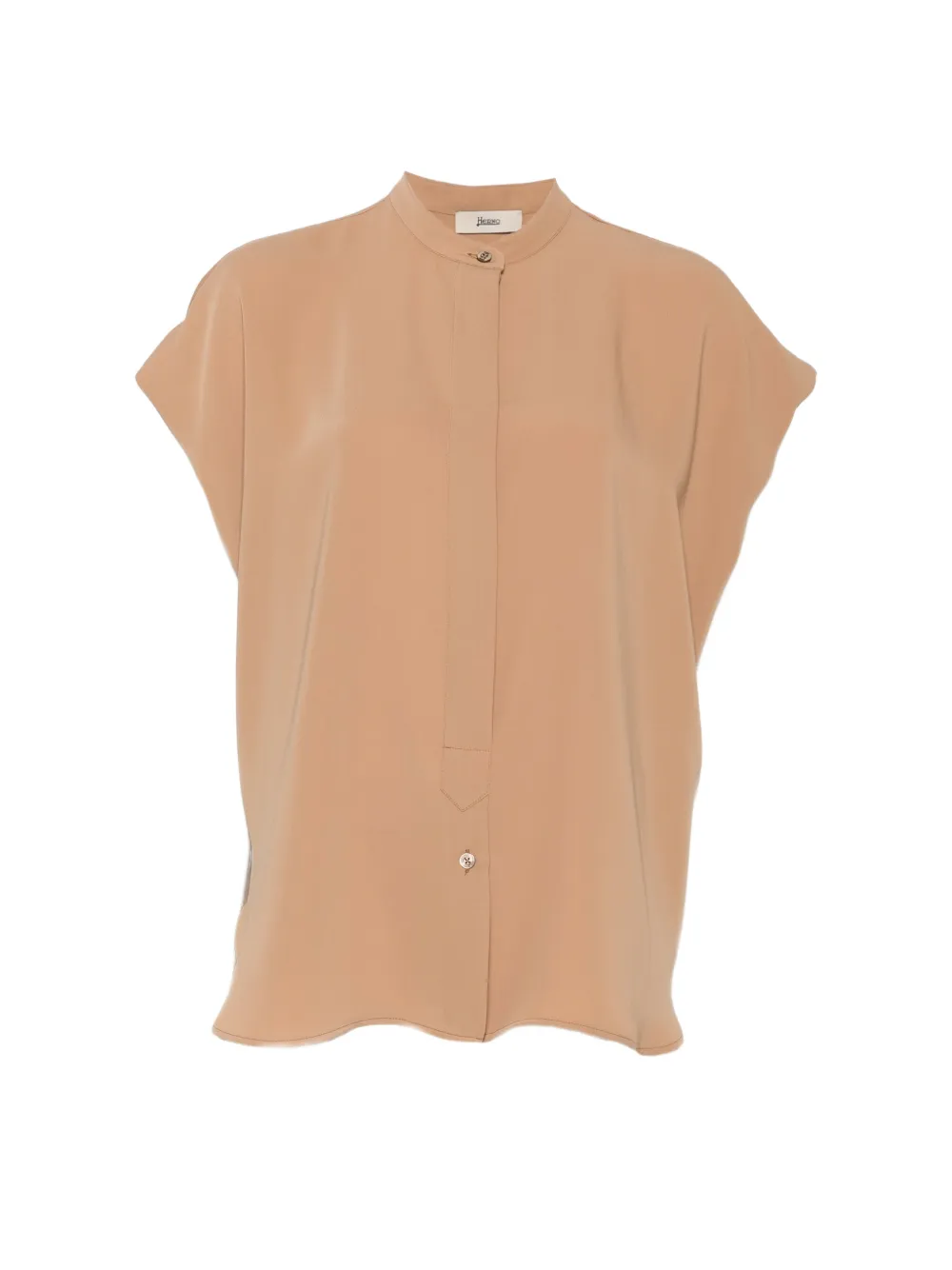 Herno band-collar cap-sleeve blouse - Marrone