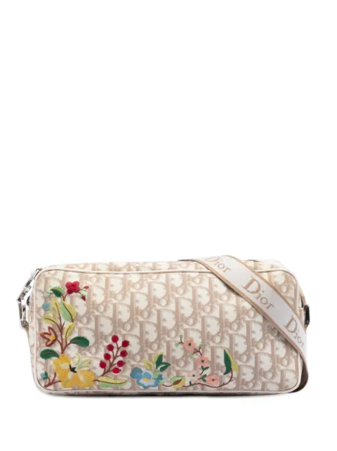 Christian Dior Pre-Owned bolsa crossbody de lona revestida Oblique con bordado floral 2005
