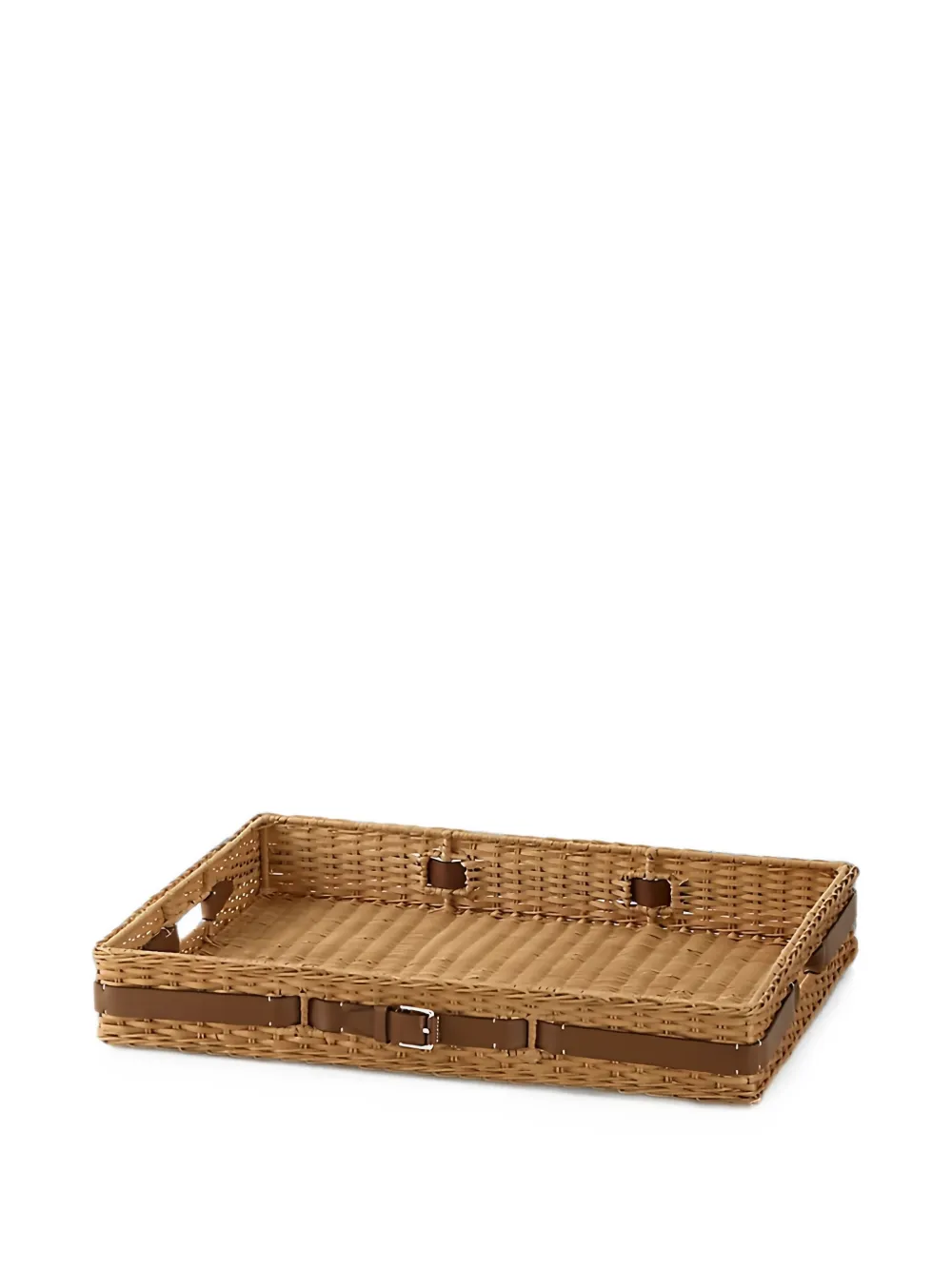 Ralph Lauren Home buckle-detail wicker tray - Marrone