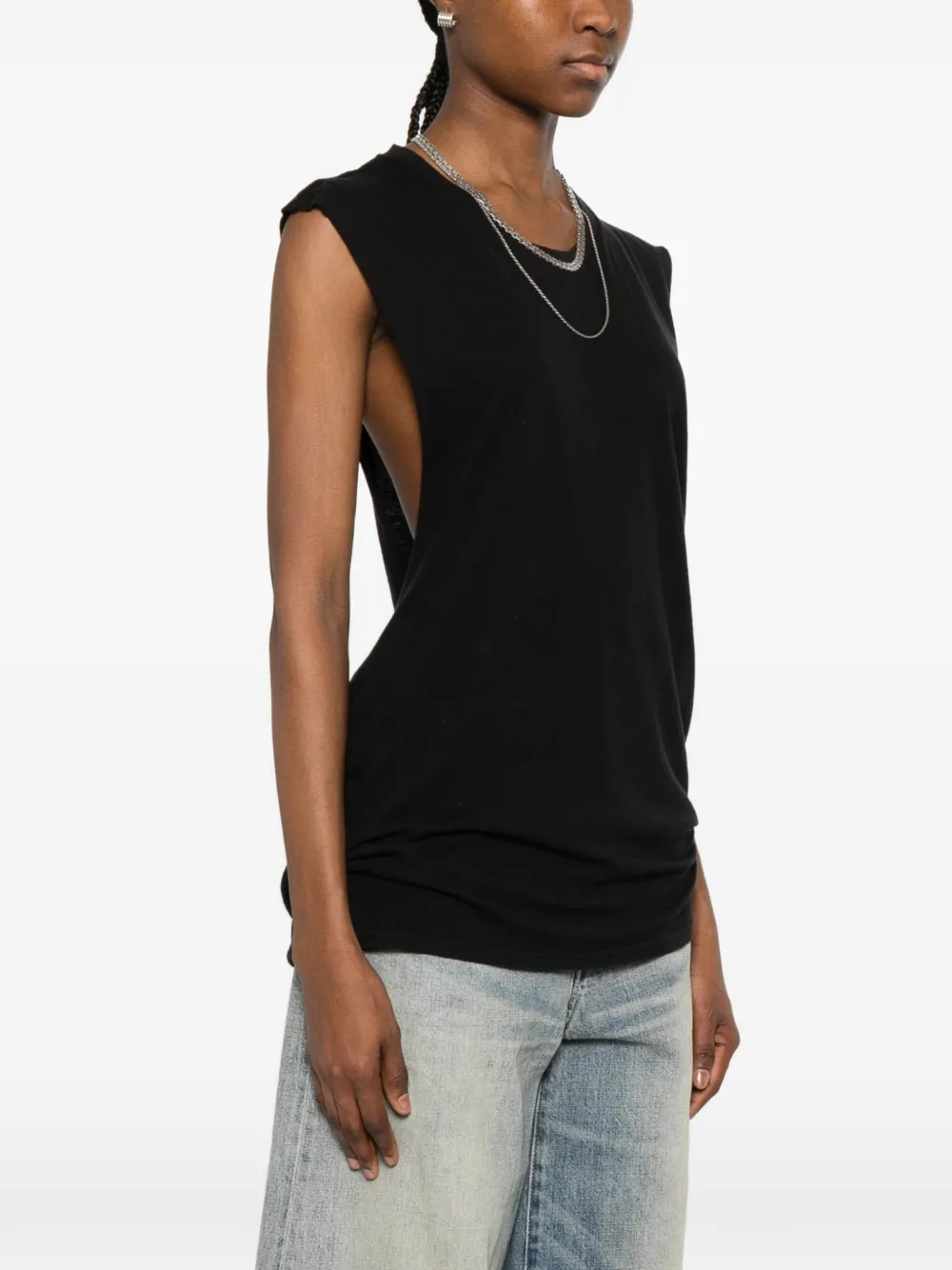 R13 Mouwloze tanktop met gerafelde rand Zwart