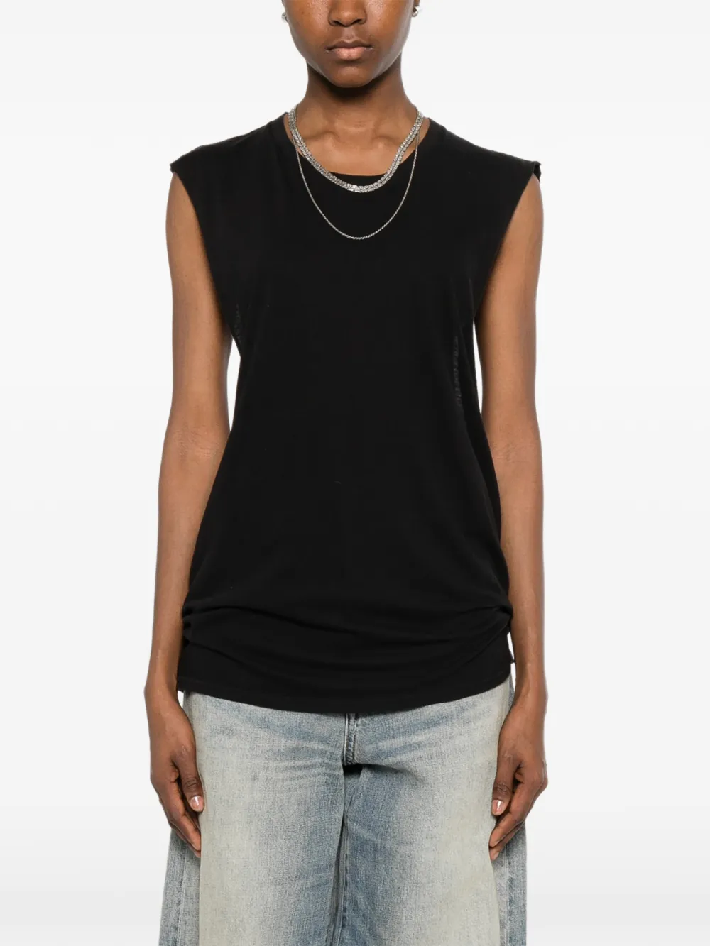 R13 Mouwloze tanktop met gerafelde rand Zwart