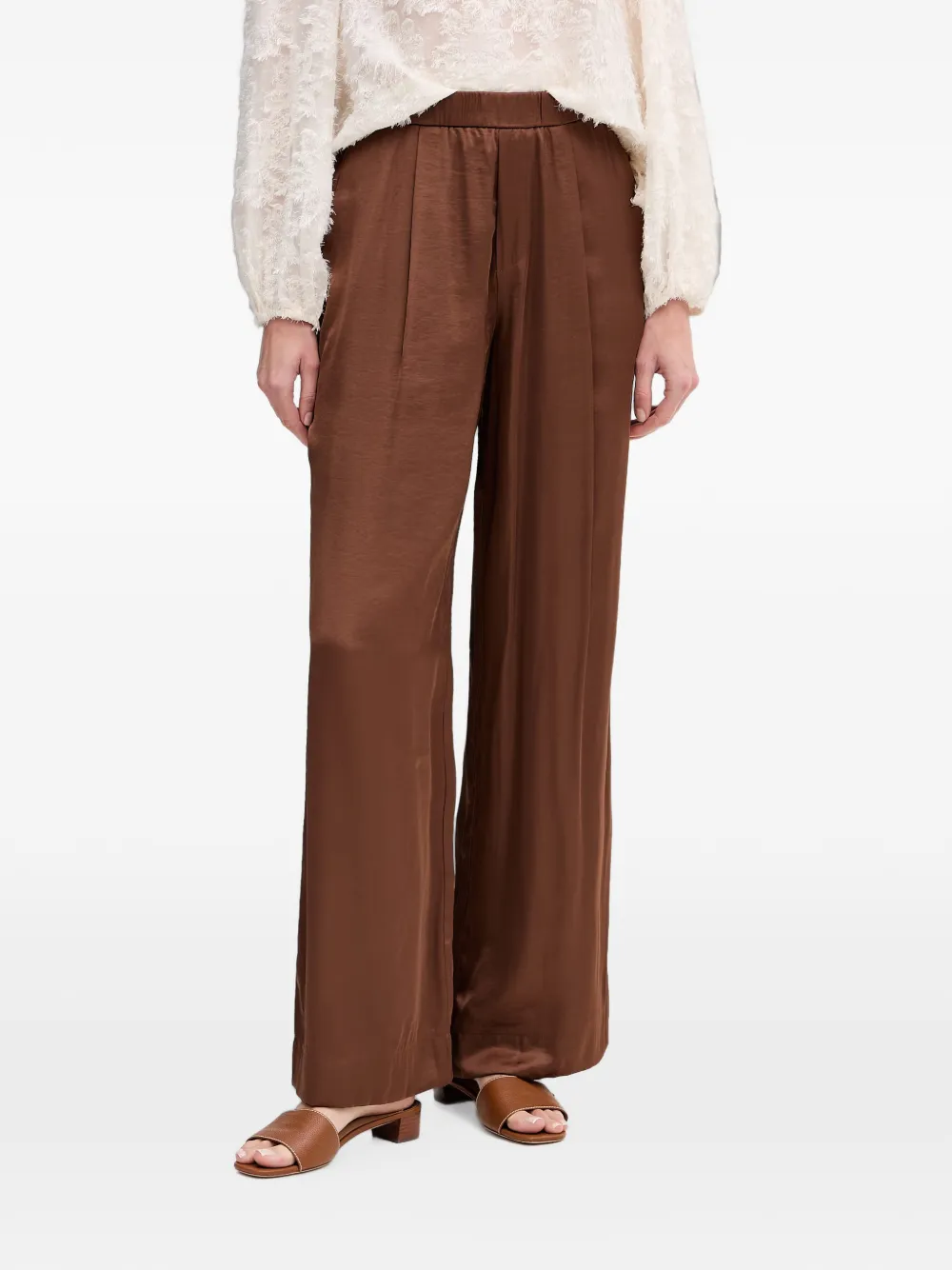 Ouí Pleated Wide-leg Trousers In Brown