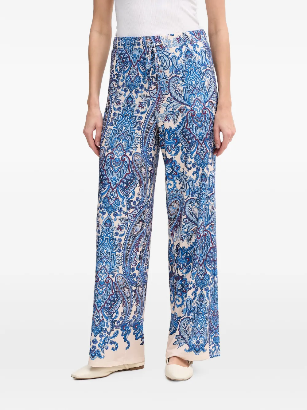 Ouí Paisley-print Drawstring Trousers In Blue