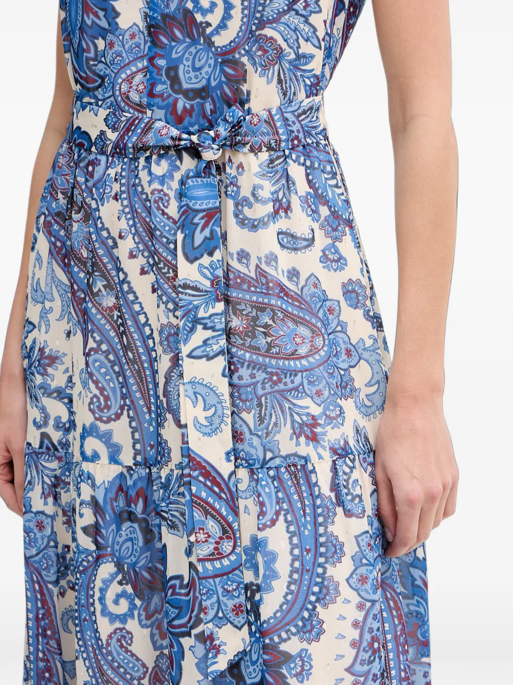 OUI Maxi-jurk met paisley-print en ruches Beige