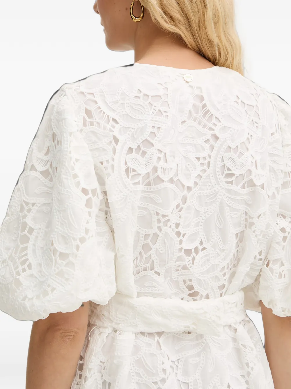 Silvian Heach guipure-lace belted mini dress Wit