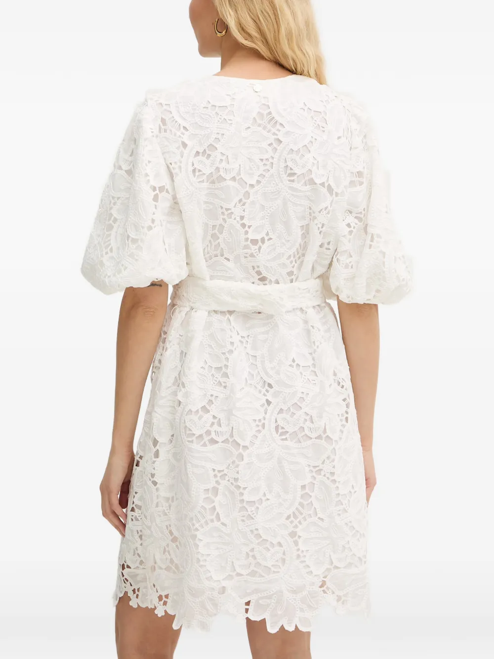 Silvian Heach guipure-lace belted mini dress Wit