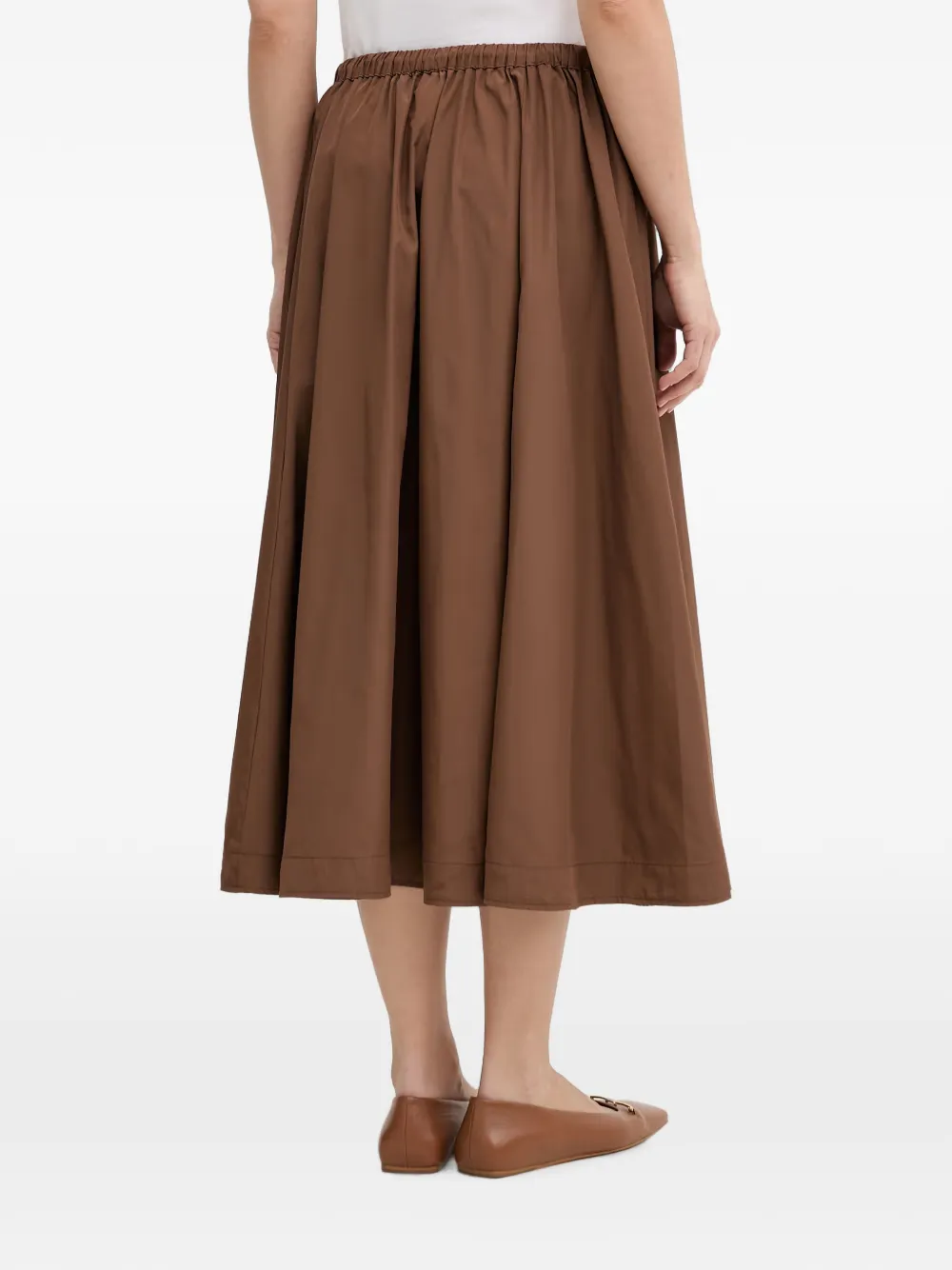 OUI Flared midi-rok met trekkoord Bruin