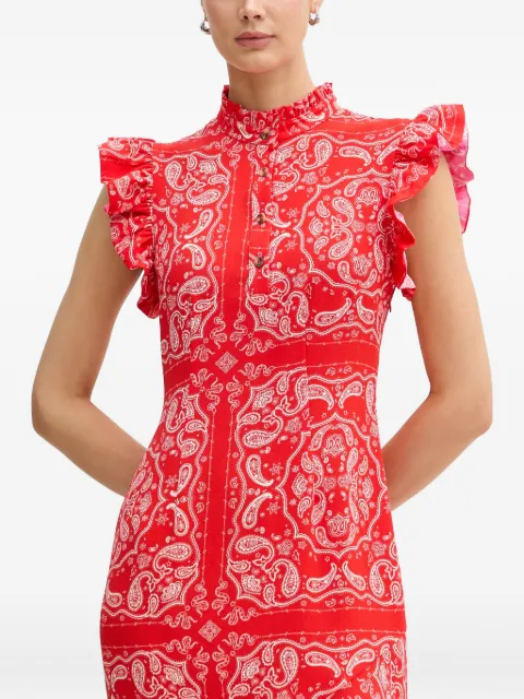 NEVER FULLY DRESSED midi kjole med paisleytryk og flæser