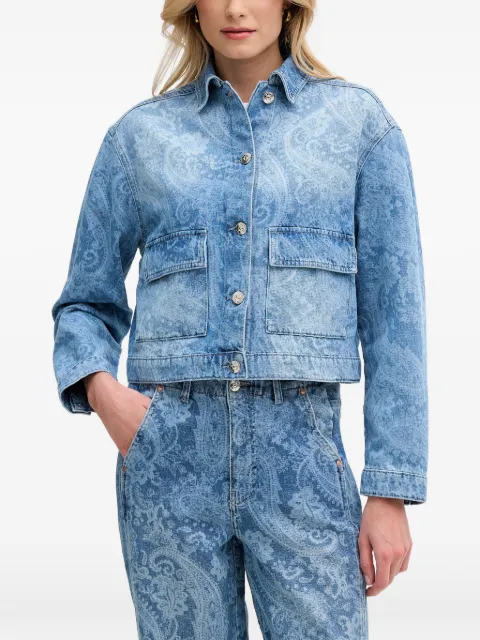 OUI paisley-print cropped denim jacket