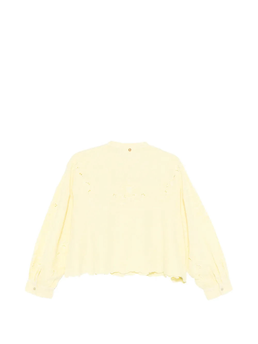 Antik Batik Fanie broderie anglaise blouse met ruches Geel