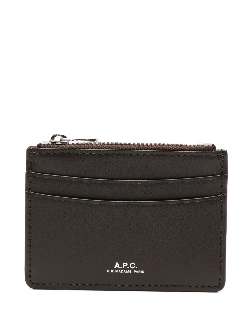 A.P.C. logo-print leather wallet - Marrone