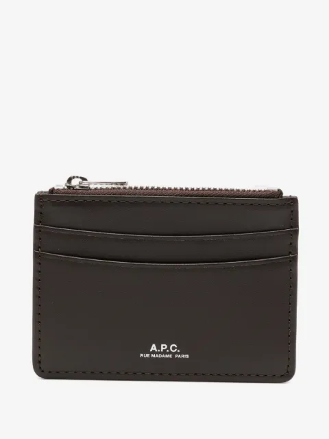 A.P.C. portefeuille en cuir à logo imprimé