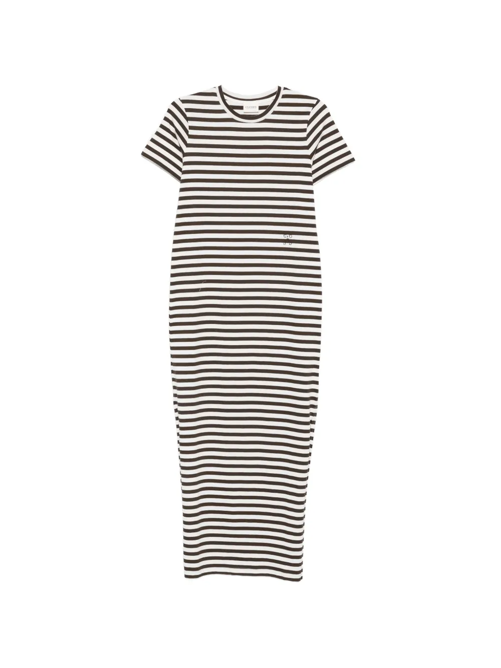 Closed striped logo-print dress - Marrone